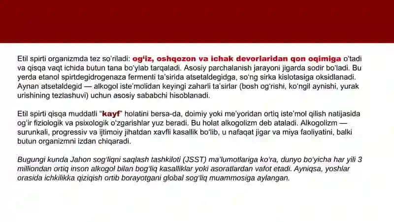 Etil spirti. Alkogolizm turlari va davolash 3