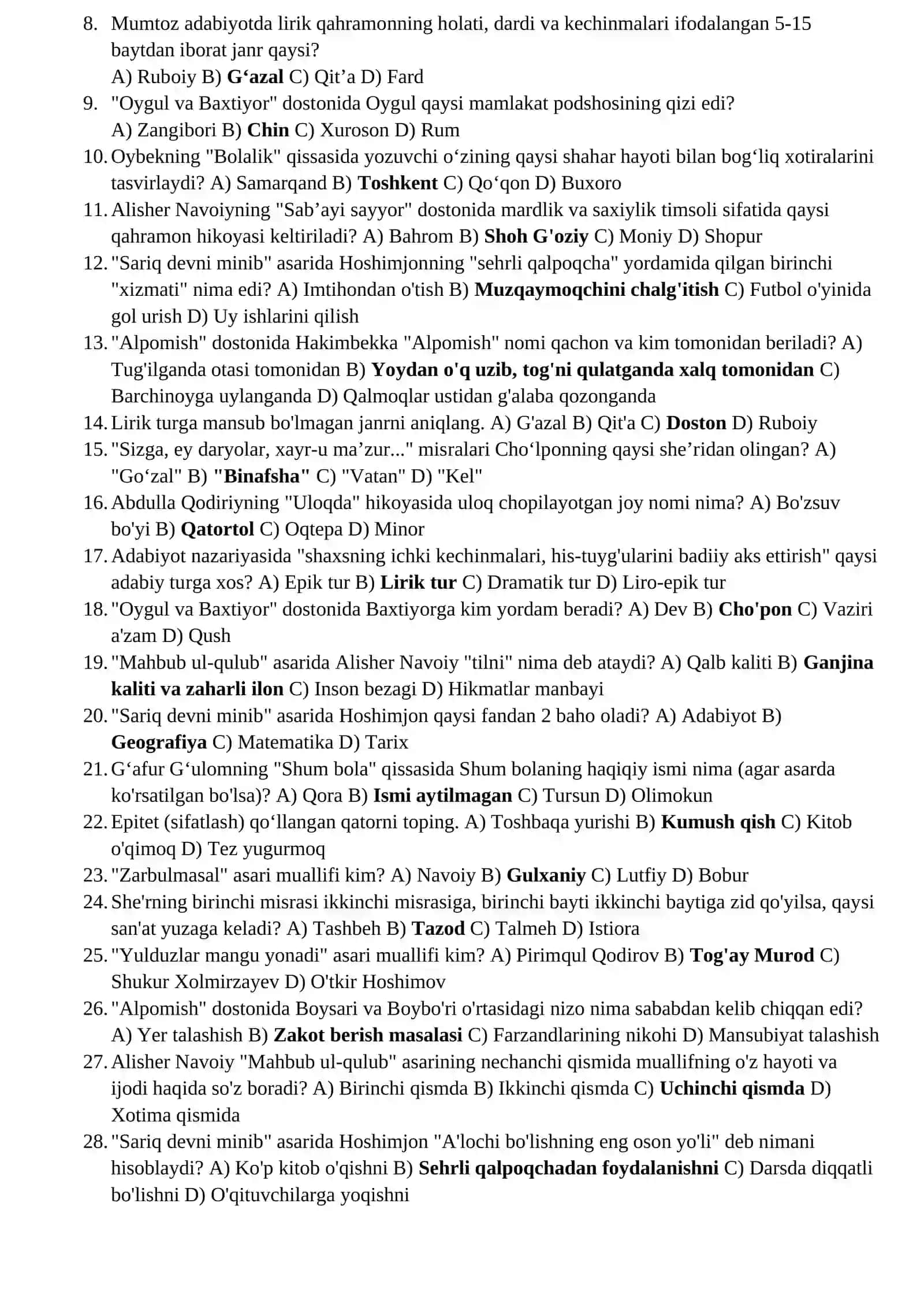 7-SINF ADABIYOT FANIDAN MAVZULASHTIRILGAN TESTLAR 2026 YIL 3