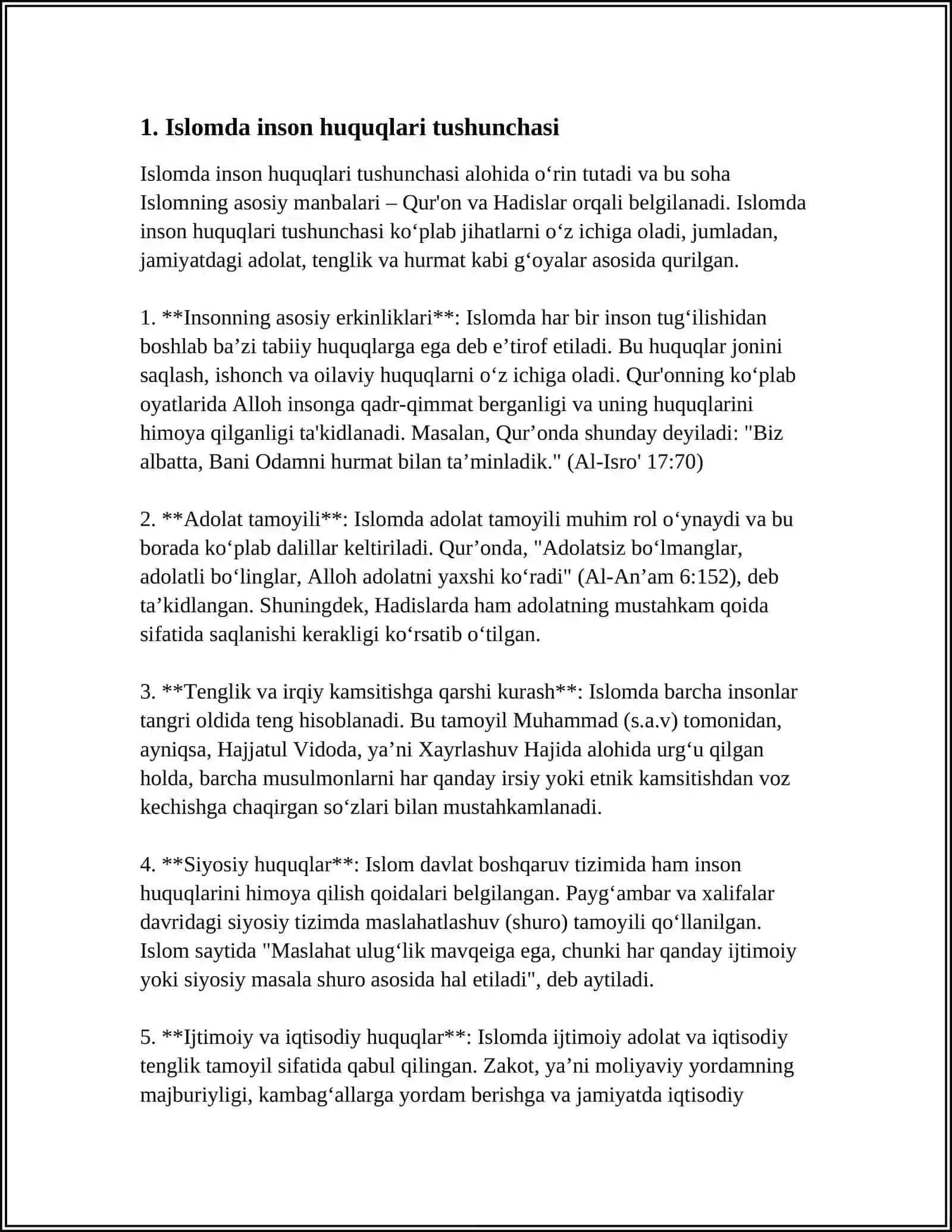 Islomda inson huquqlari tushunchasi 3
