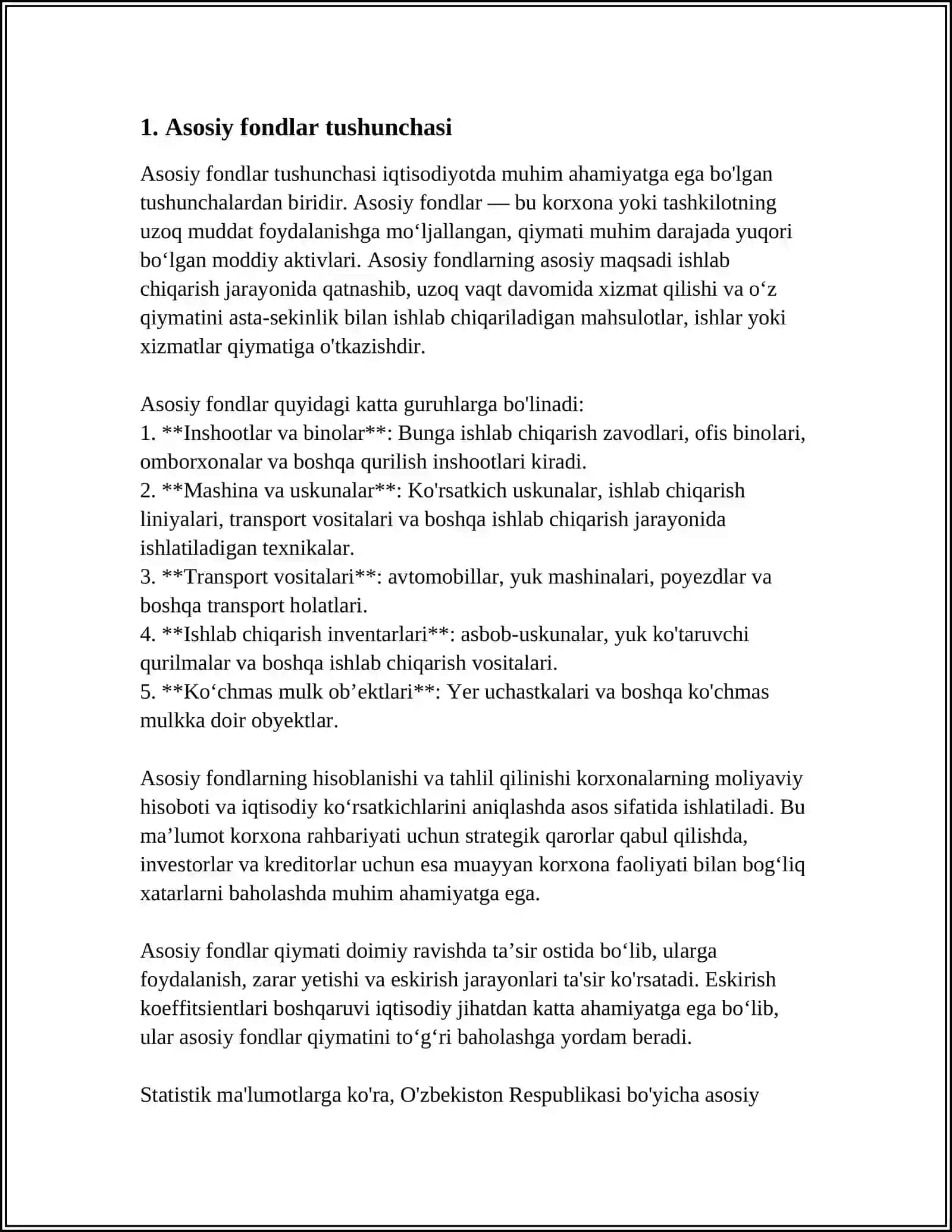 KORXONANING ASOSIY FONDLARI 3