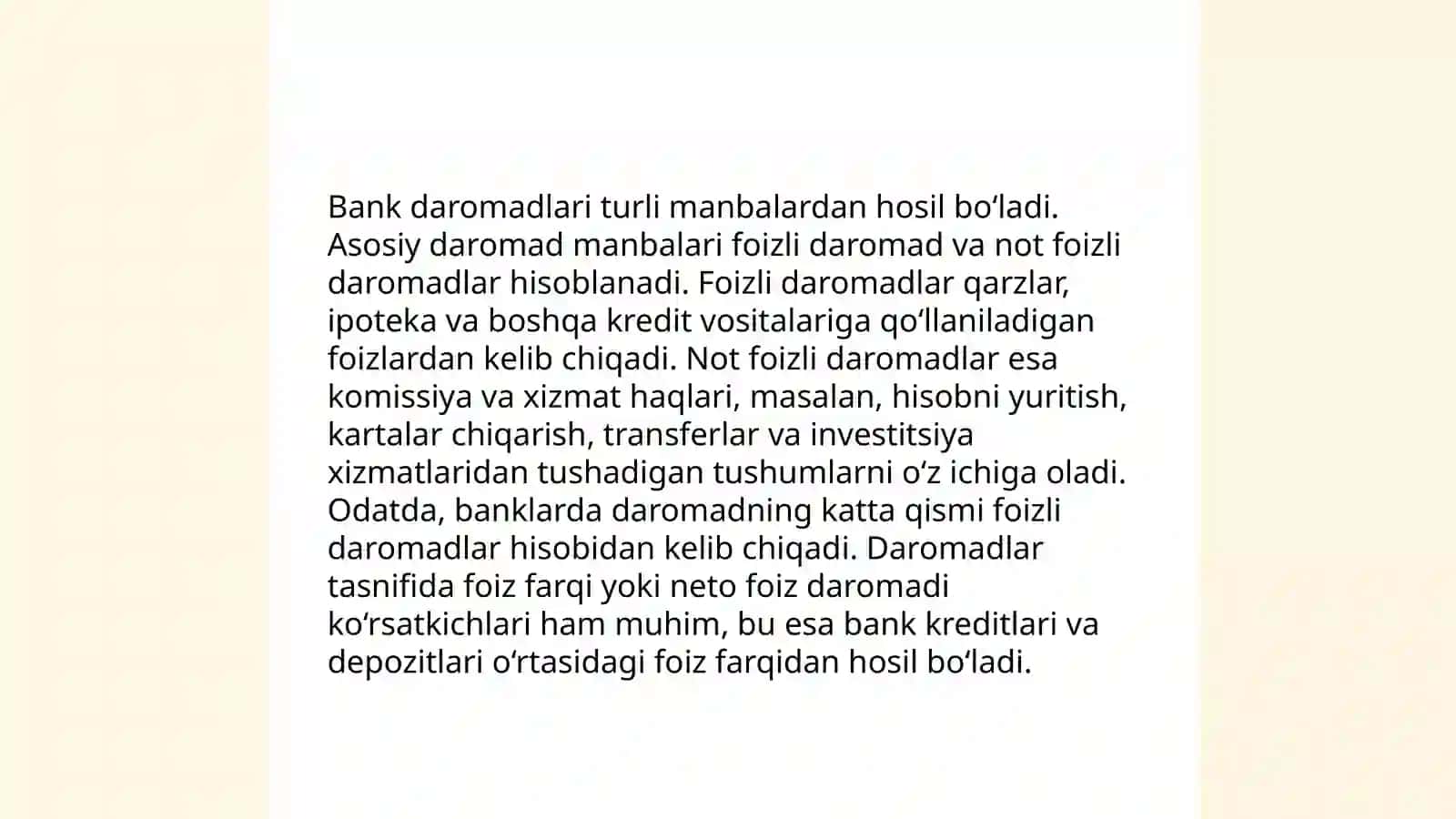 Banklarda daromadlarning hisobi va audit 3