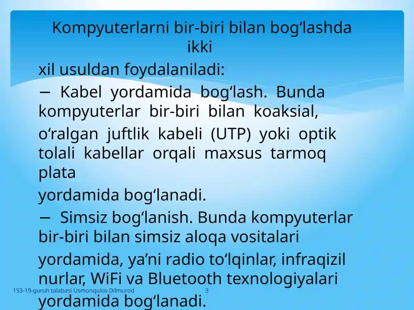 TARMOQ TEXNOLOGIYALARI 3
