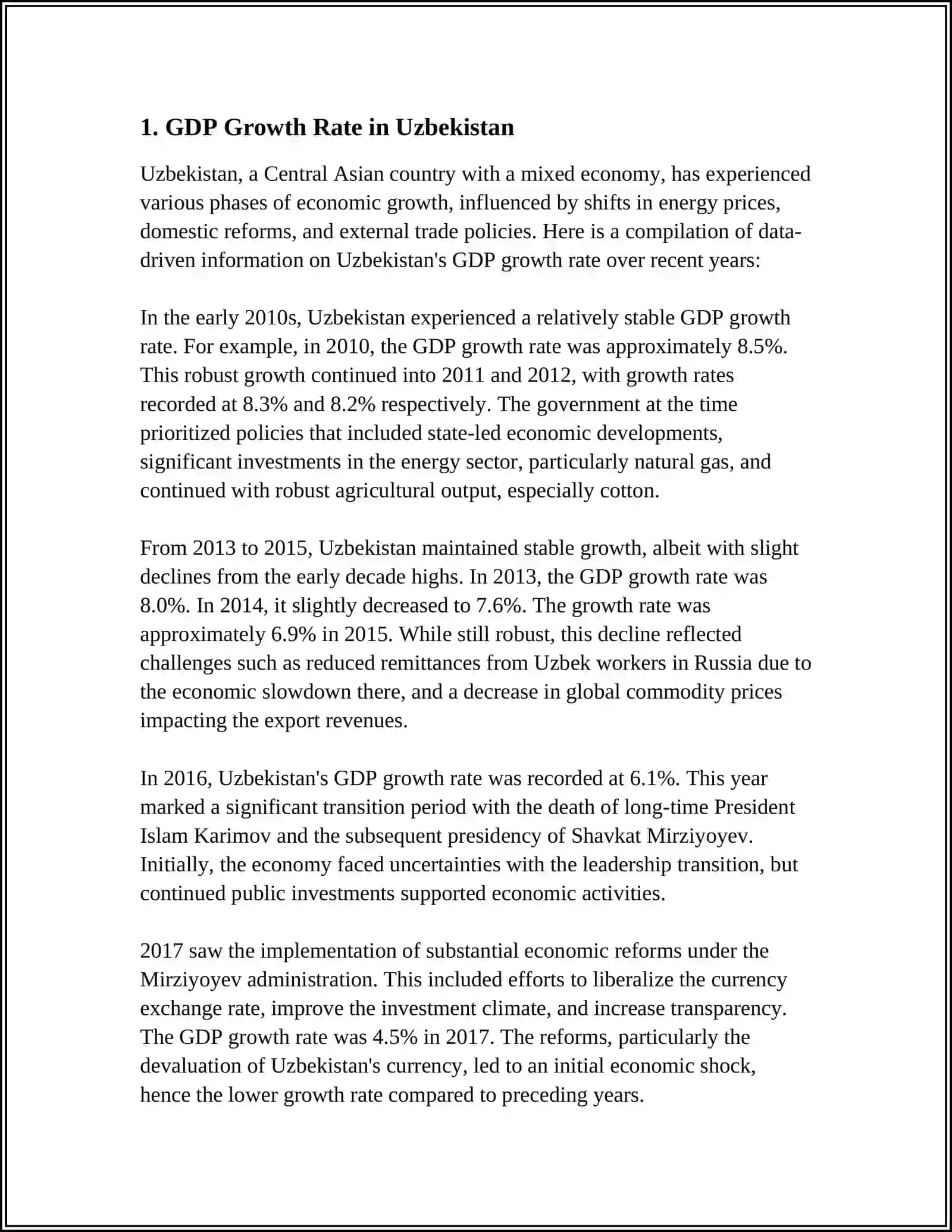 ECONOMIC INDICATORS OF GROSS DOMESTIC PRODUCT IN UZBEKISTAN 3