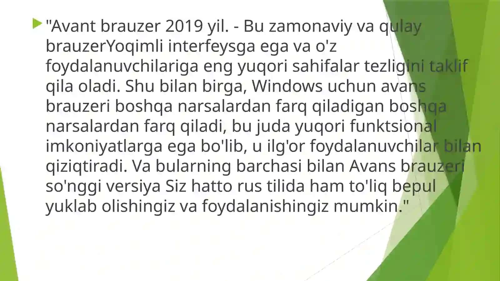 Avant dasturining imkoniyatlari 3