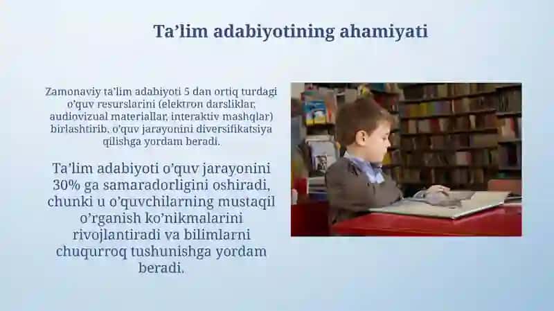 Ta'lim adabiyotining ahamiyati 3