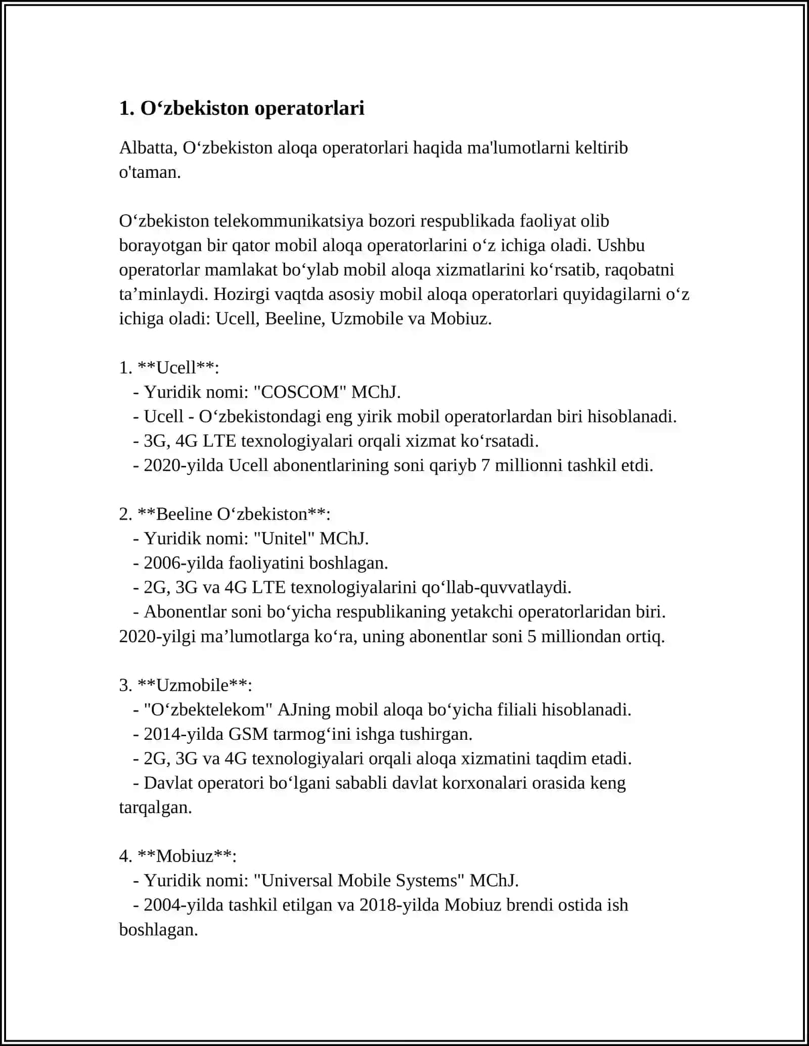 C++ DASTURLASH TILIDA ISHLAYDIGAN OPERATORLAR 3