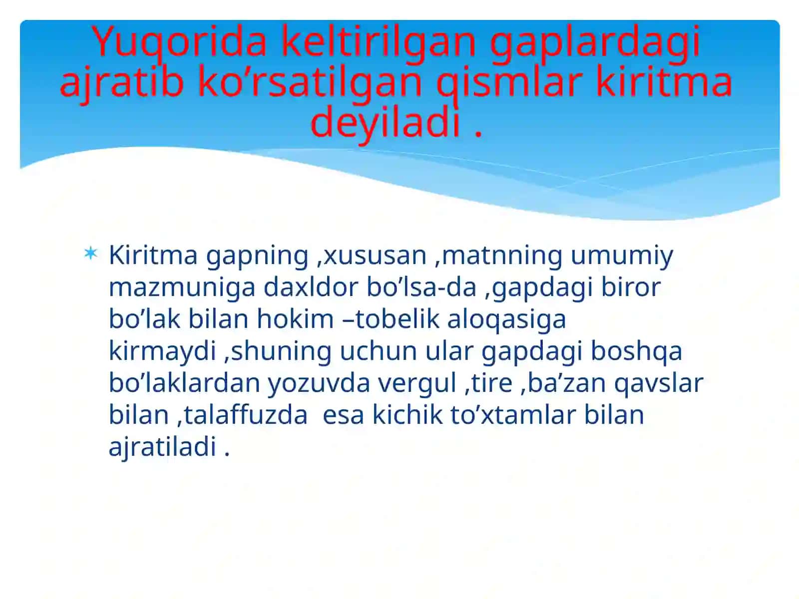 Kiritmalar(Kirishso’zlar) mavzusida tayyorlagan Taqdimoti 3