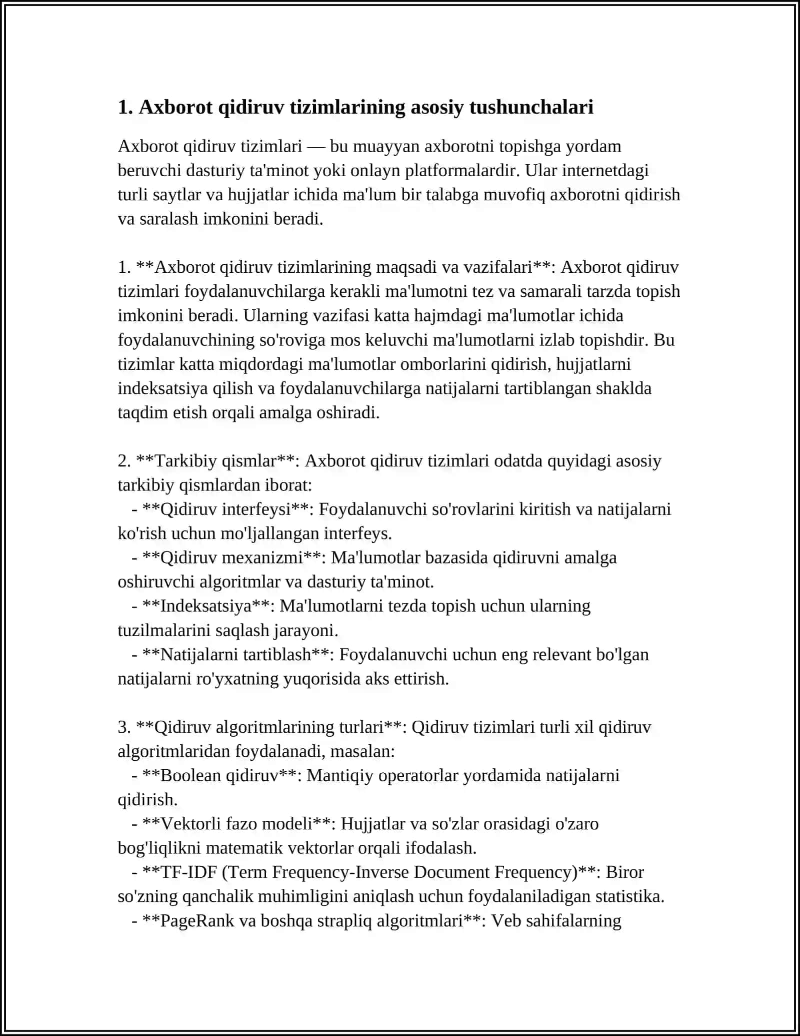 INTERNET QIDIRUV TIZIMIDA AXBOROTLAR QIDIRISH VA TANLANGAN AXBOROTLARNI OLISH 3
