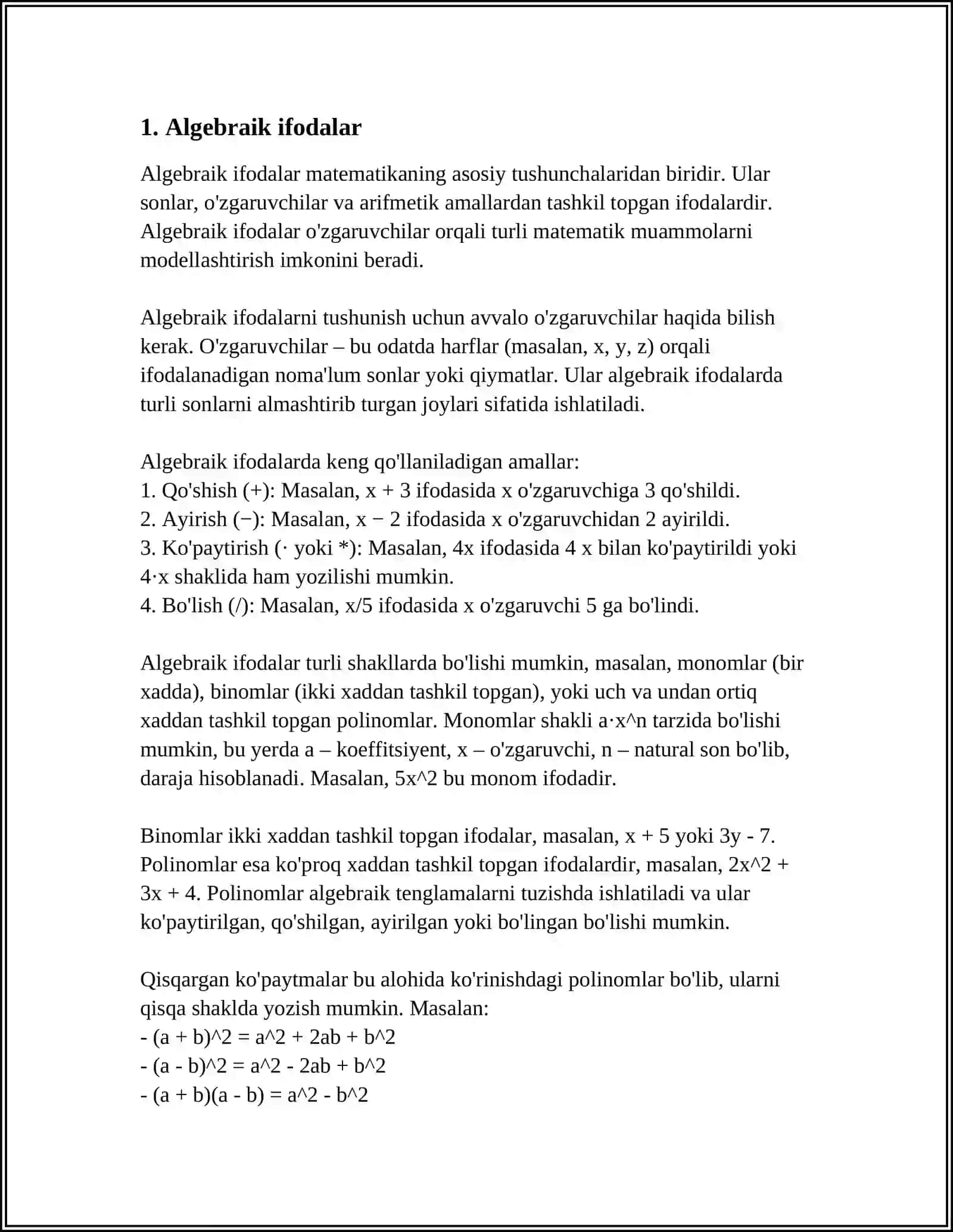 ALGEBRA FANIDAN MUSTAQIL ISH 3