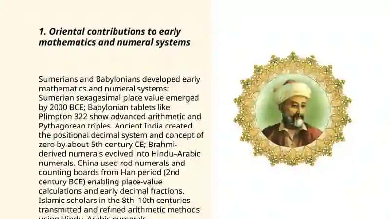 Oriental Contributions to Early Mathematics and Numeral Systems 3