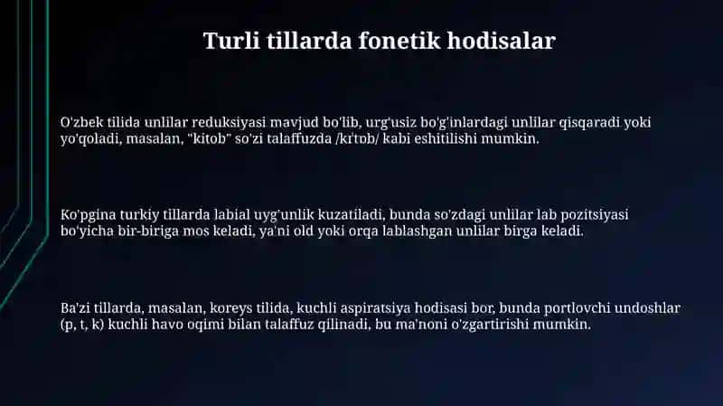 Turli tillardagi fonetik hodisalar 3
