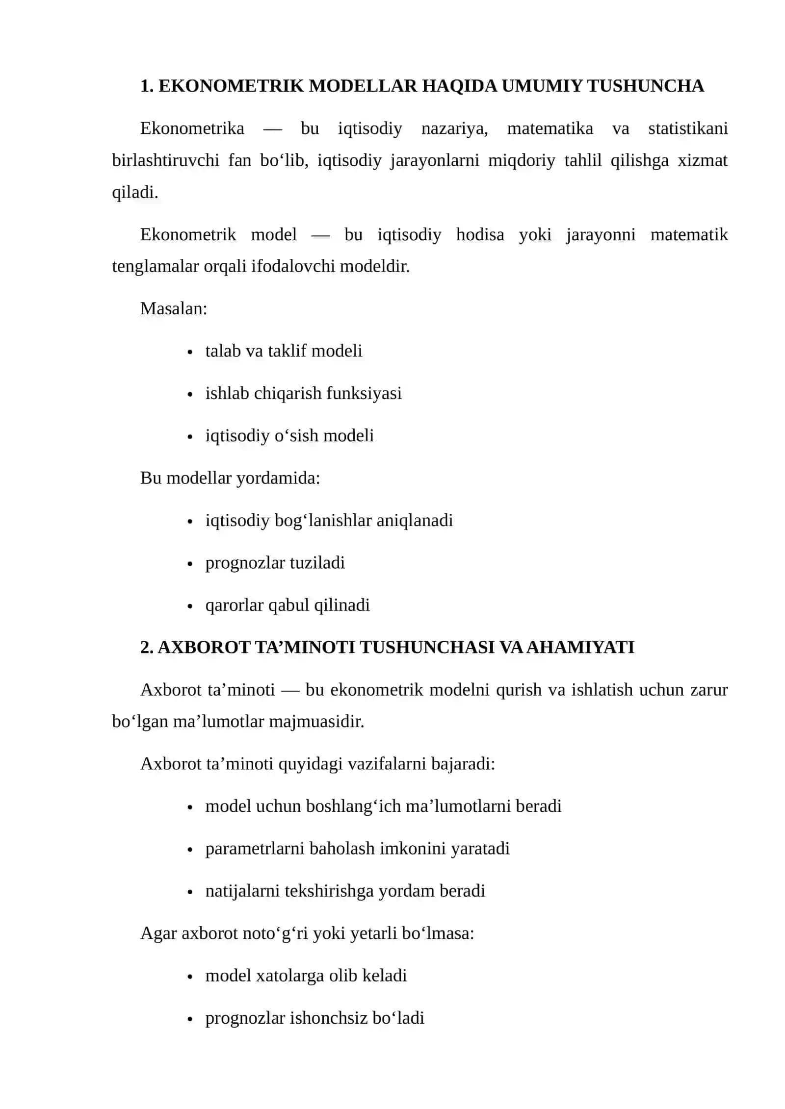 EKONOMETRIK MODELLARNING AXBOROT TA’MINOTI 3