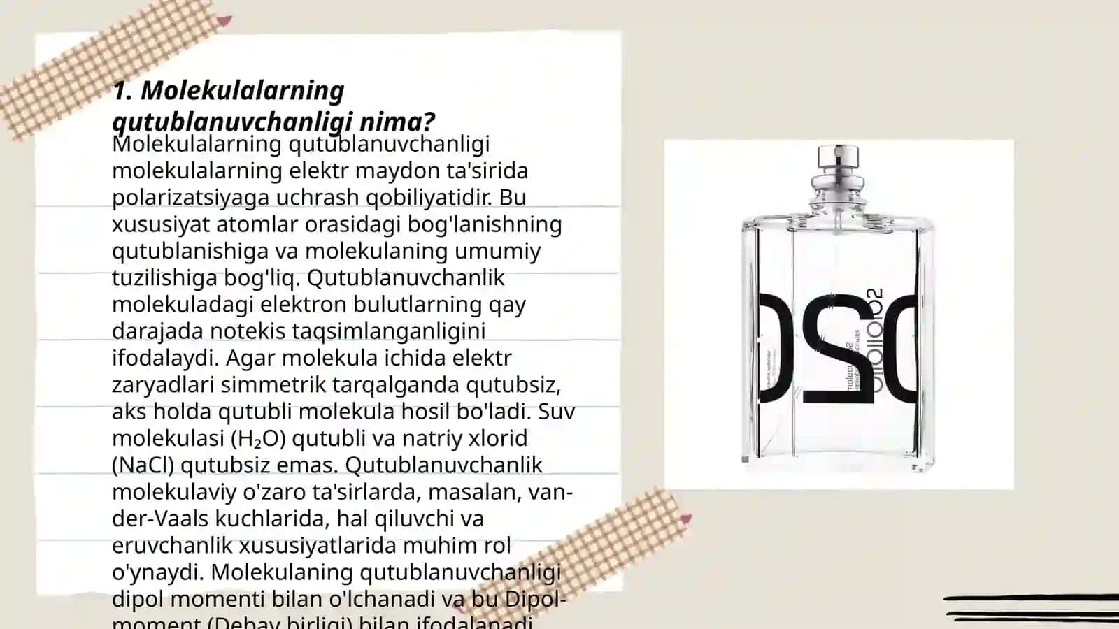 Molekulalarning qutublanuvchanligi 3