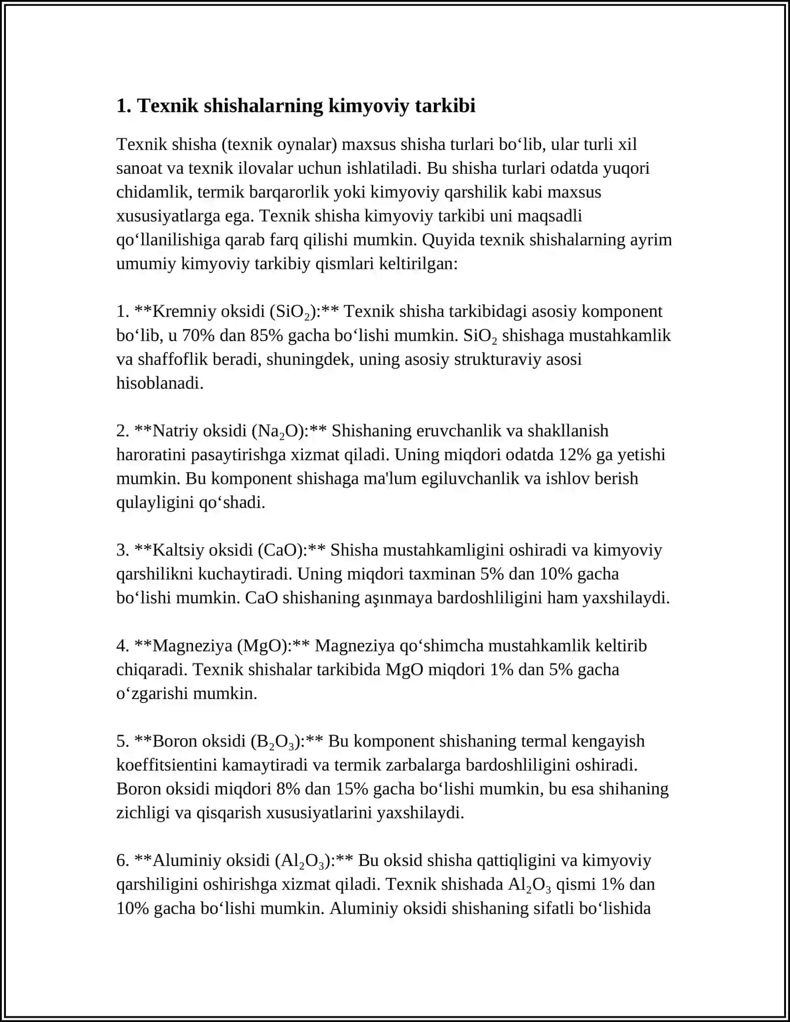 TEXNIK SHISHALARNING UMUMIY XUSUSIYATLARI 3