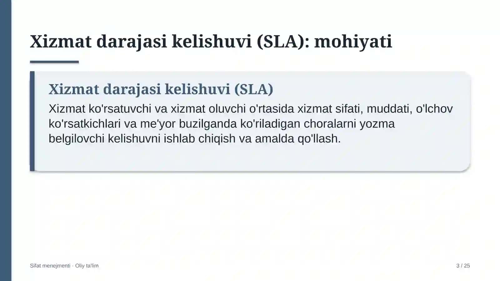 oltin qazib olish sanoatida xizmat ko'rsatish darajasi kelishuvlarini joriy etish 5658 3