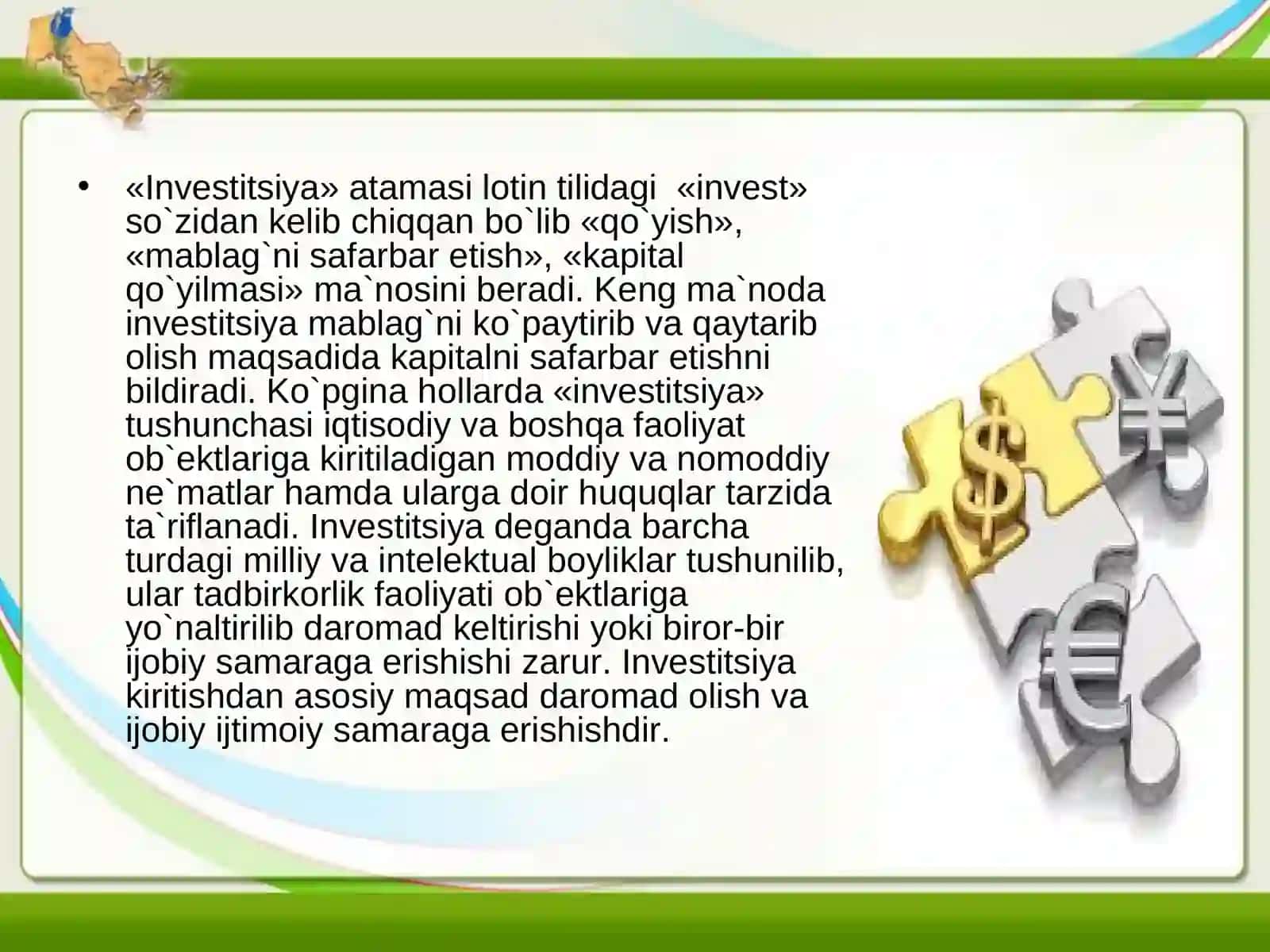 INVESTITSIYALARNING IQTISODIY MOHIYATI 3