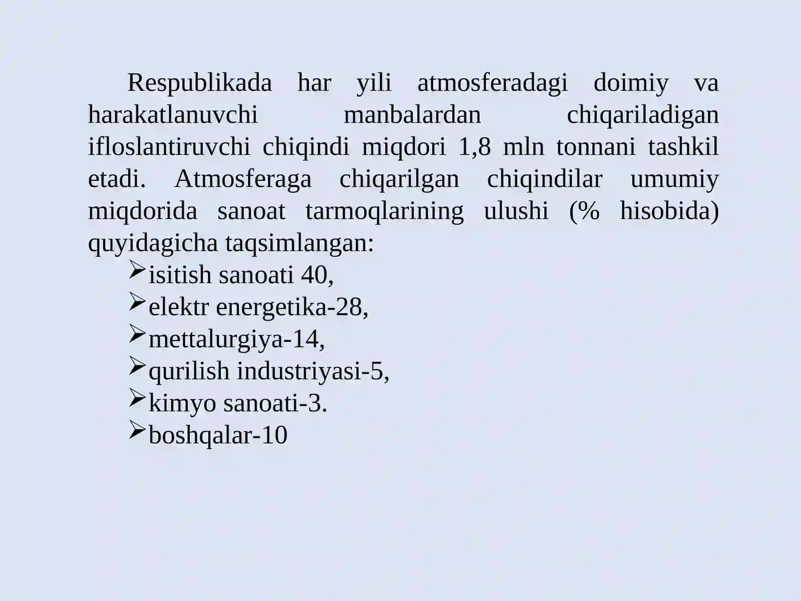 Yer resurslari. Biologik resurslar. Yer osti boyliklari. Chiqindilar muammosi va ularni ekspert baholash 3