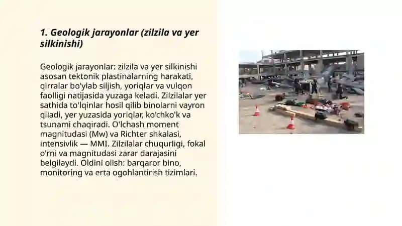Geologik jarayonlar (zilzila va yer silkinishi) 3