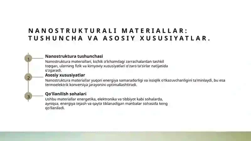 Nanostrukturali termo elektrik materiallar 3