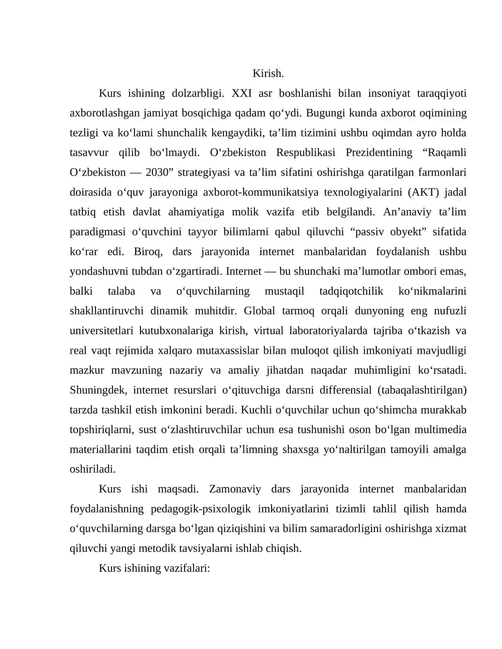 Biologiya oʻqitish metodikasi fani Dars jaroyonida internet manbalaridan foydalanish mavzusidan 3