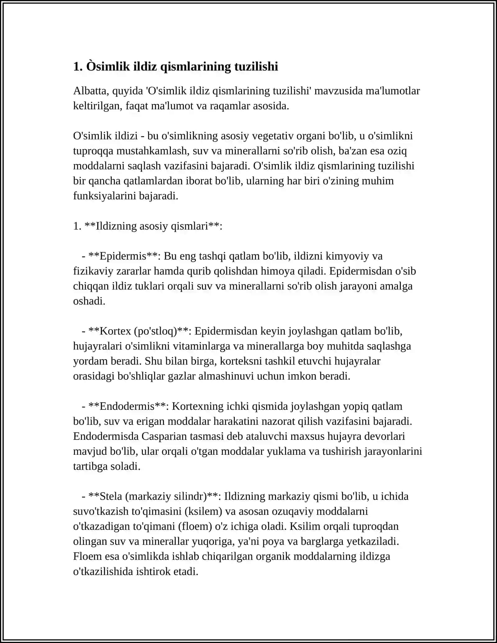 ÒSIMLIK ILDIZ QISIMLARINI ÒRGANISH 3