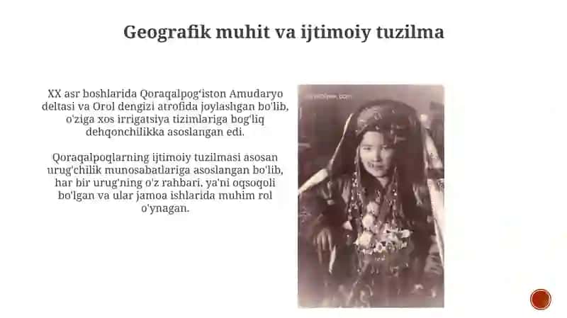 XX asr boshlarida Qoraqalpoqlar madaniyat 3