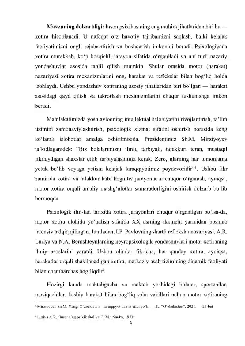 Xotiraning motor nazariyasi 3