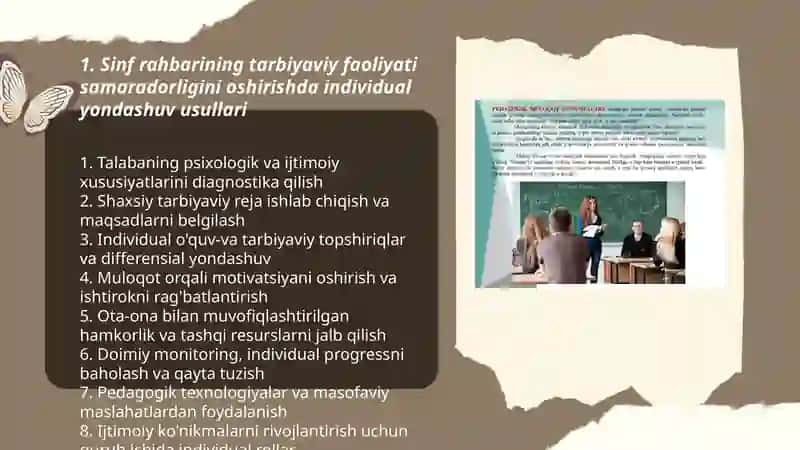 Sinf rahbarining tarbiyavir faoliyati samaradorligini oshirish usullari 3