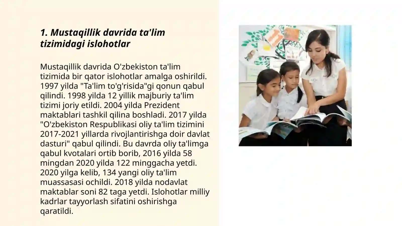 Oʻzbekiston mustaqilligi va ta'lim -tarbiyaga yangicha yondashuv 3