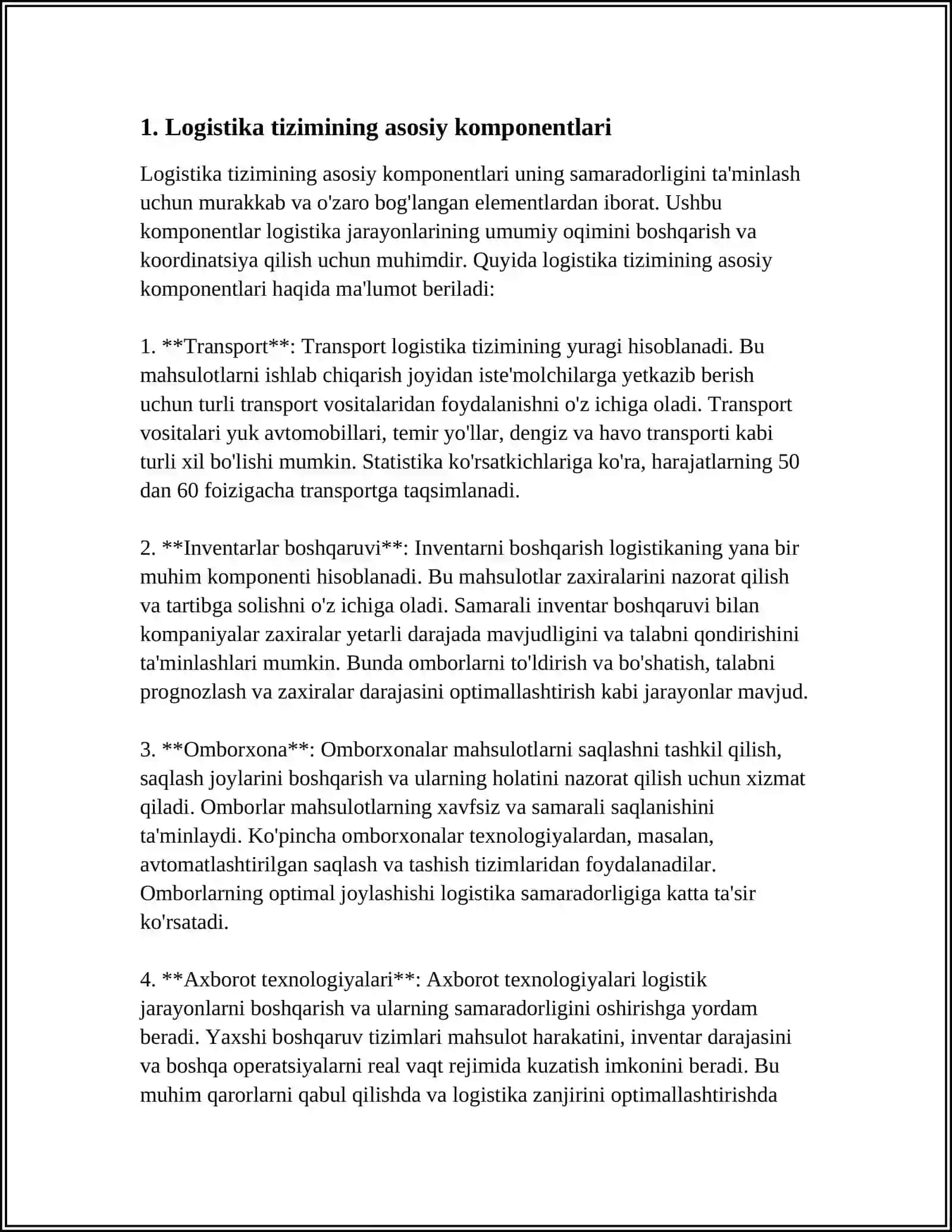 LOGISTIKA TIZIMINING HUSUSIYATLARINI ANIQLASH 3