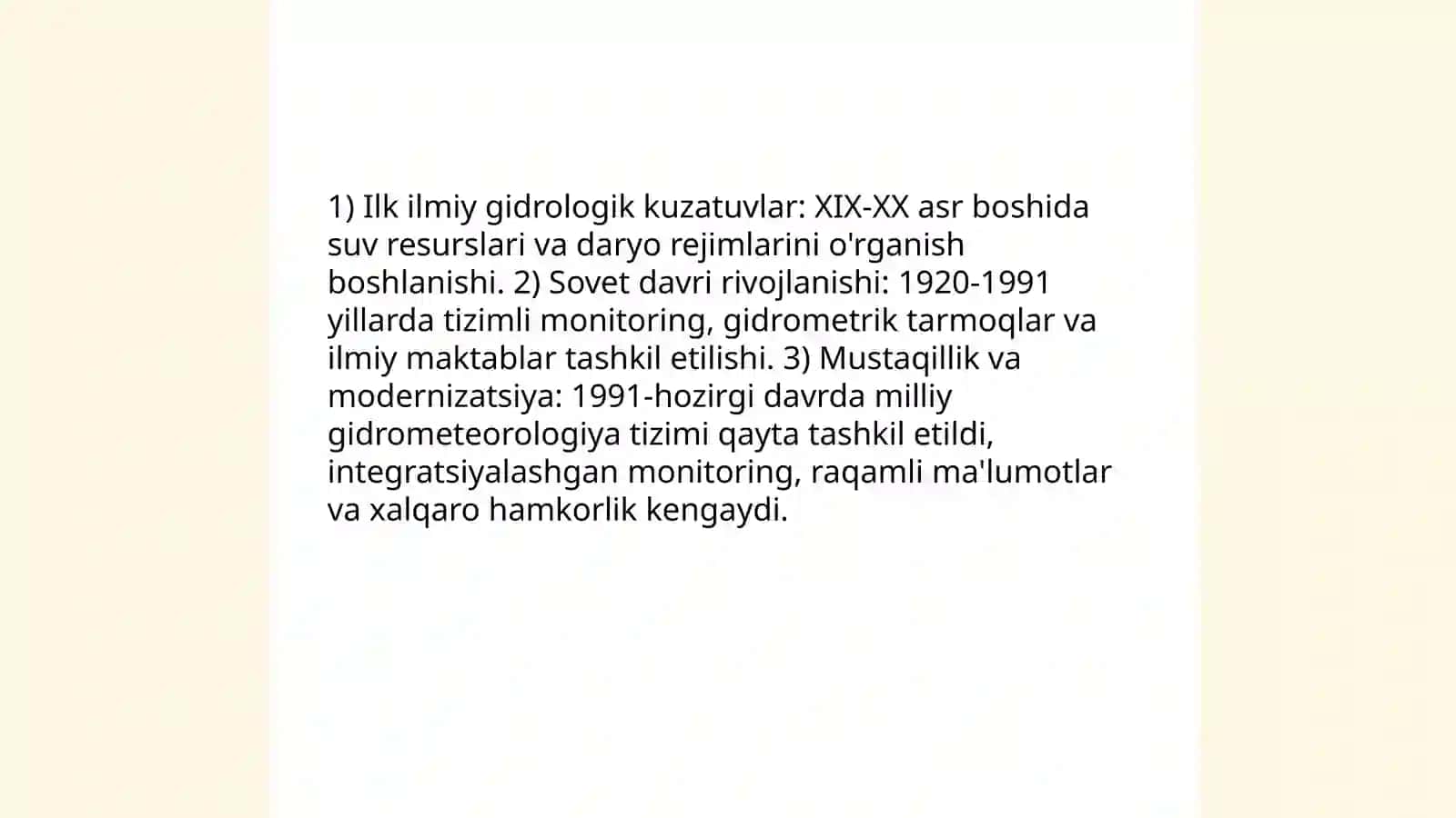 O'zbekistonda Gidrologiya fanini shakllanishi va hozirgi holati 3