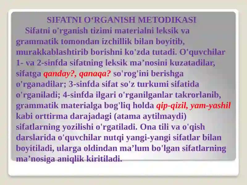 Sifatni O'rganish Metodikasi 3