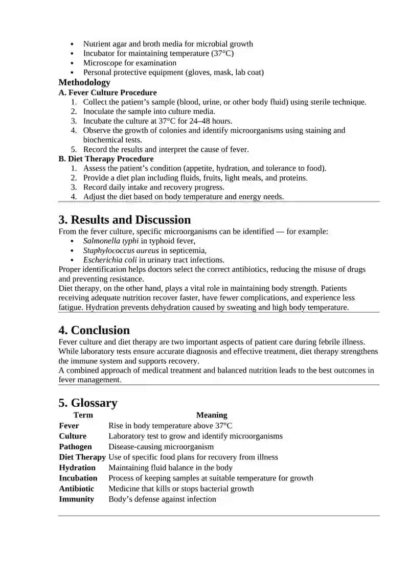 FEVER CULTURE AND DIET THERAPY 3