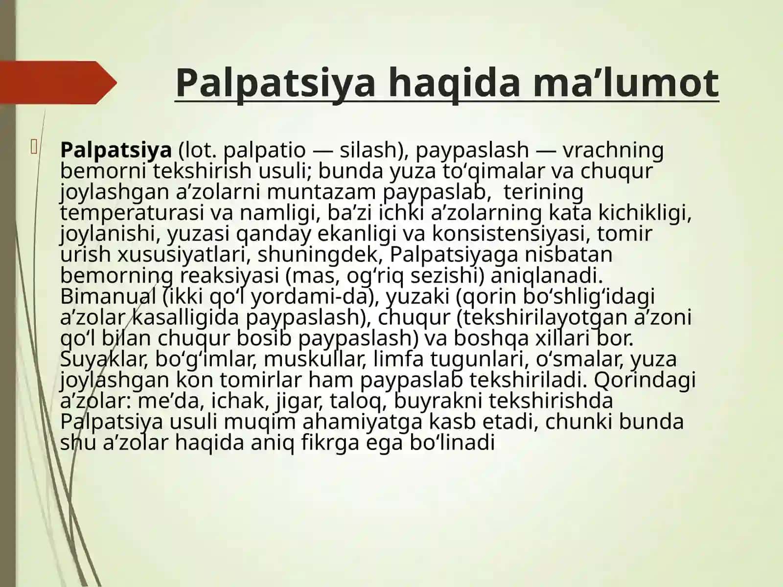 Palpatsiya Bemornh tekshirish usullari 3