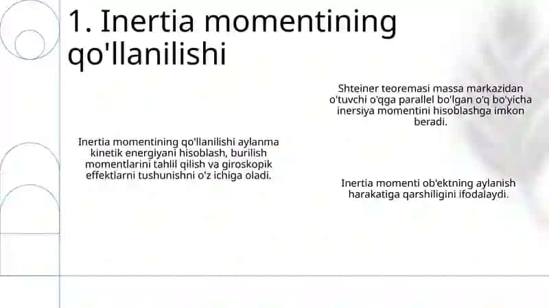 Inersiya momenti. Shteyner teoremasi 3