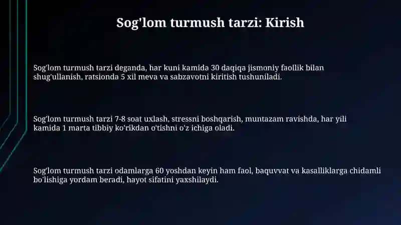 Bemorlardasoĝlomturmushtarzinishakillantirish 3