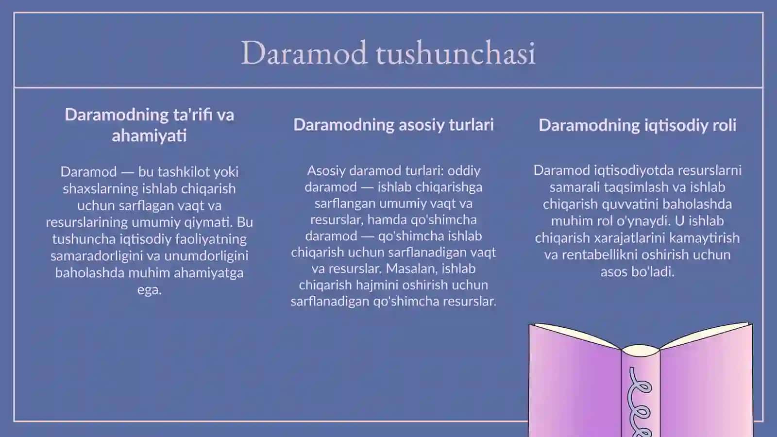 Daramod va harajatlar hisobi 3