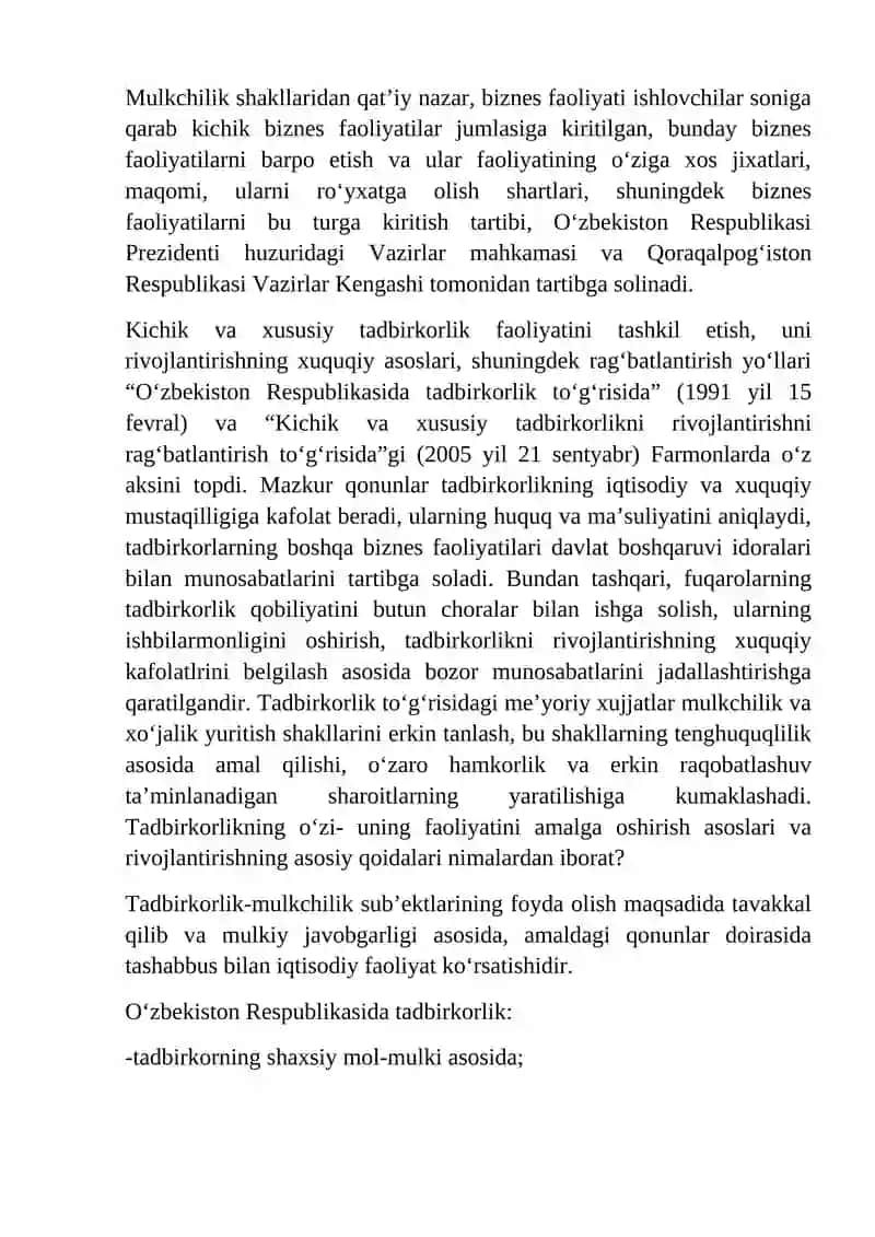 Biznesni tashkil etish tartibi 3