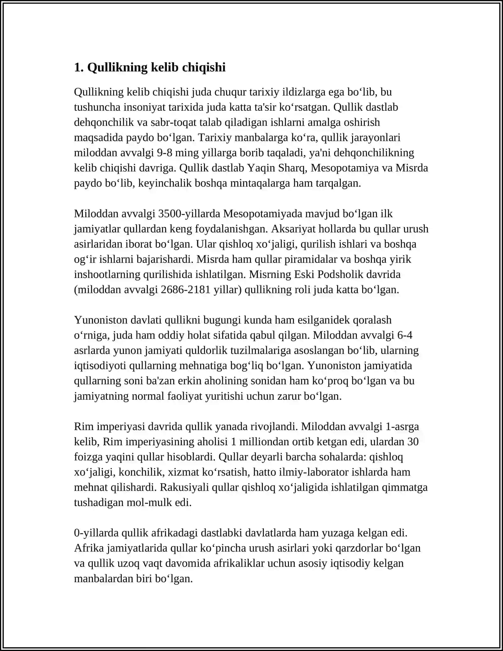 JAHON TARIXIDA QULLIK VA QUL SAVDOSI 3