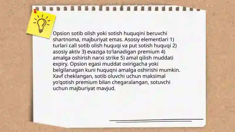 Opsionlar mohiyati va qõllanilishi 3