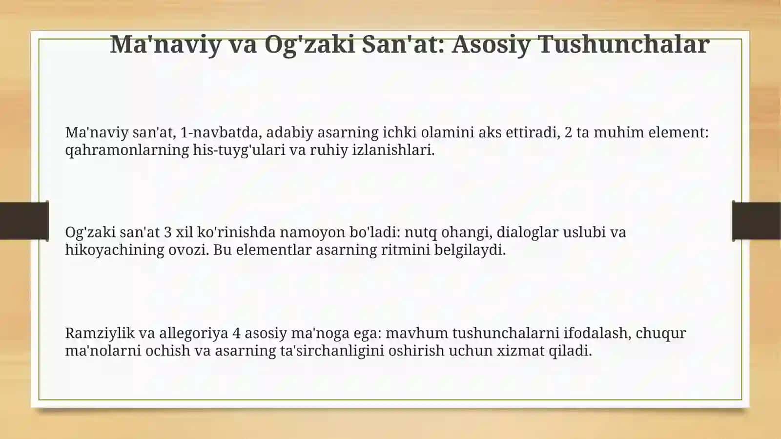 Ma'naviy va Og'zaki San'at: Asosiy Tushunchalar 3