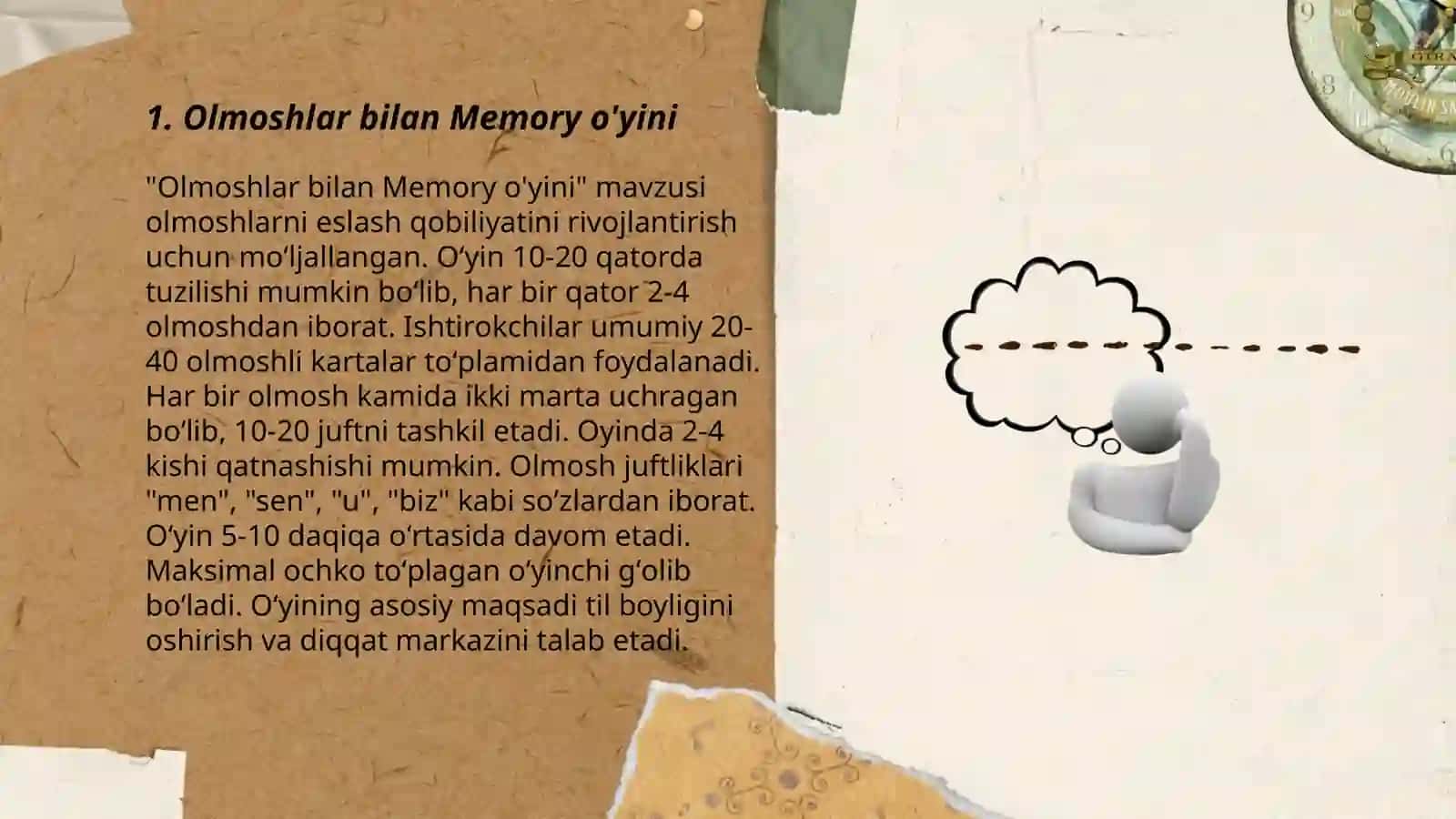 Olmoshlar bilan Memory o'yini 3