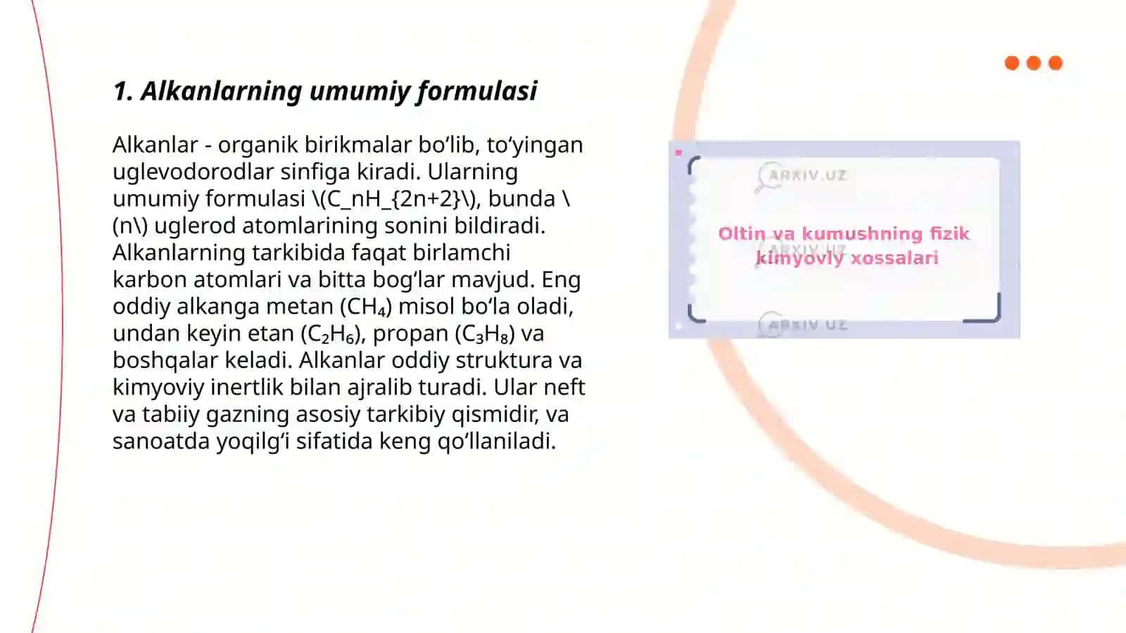 Alkanlarning fizik kimyoviy xossalari 3