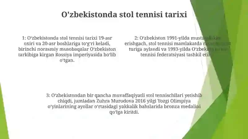 Stol Tenisini O'Zbekistonga Kirib Kilishi 3