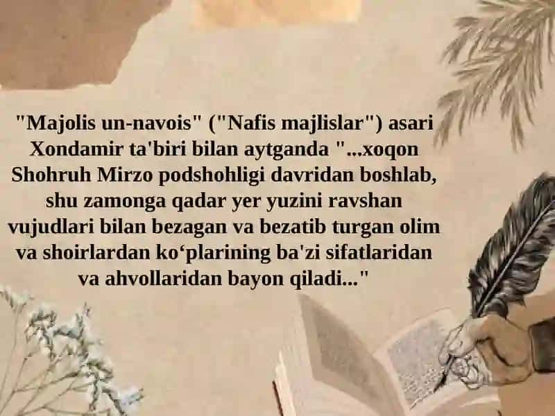 Alisher Navoiyning "Majolis un-nafois" asari 3