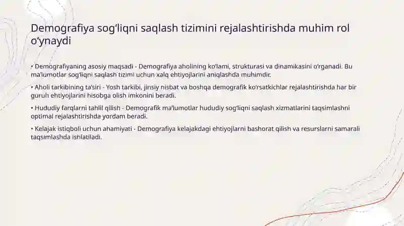 Demografiya, uning salomatlikdagi o‘rni 3