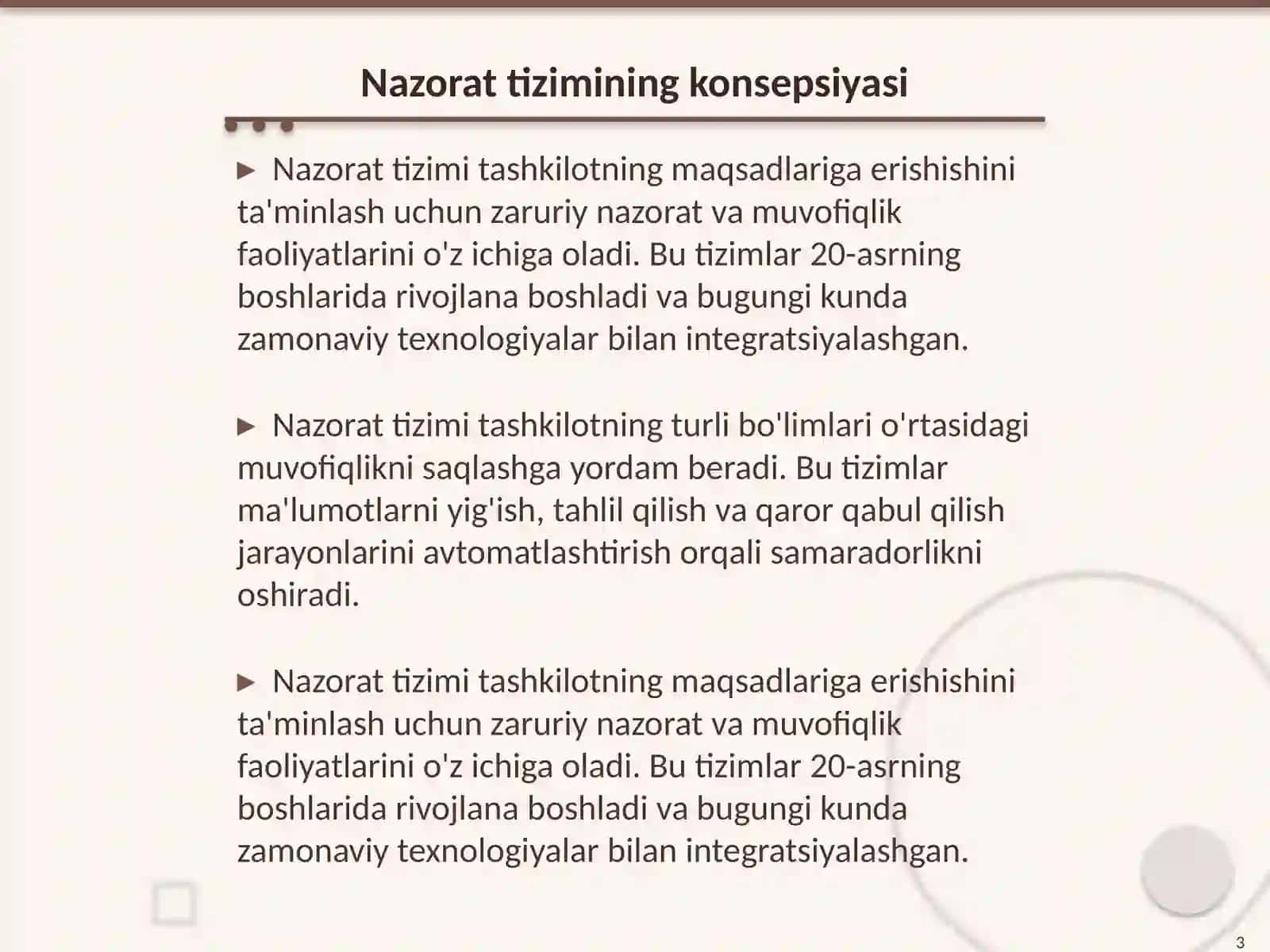 Nazoratni tashkil qilish mexanizimi 3