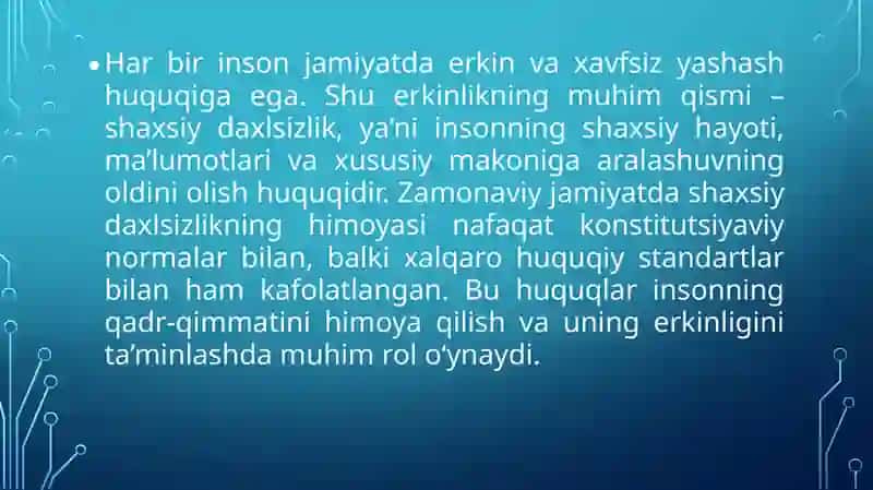 insonning shaxsiy daxlsizlik huquqlari 3