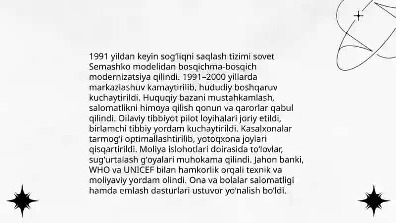 Sogliqni saqlash tizimidagi islohatlar tarixi 3