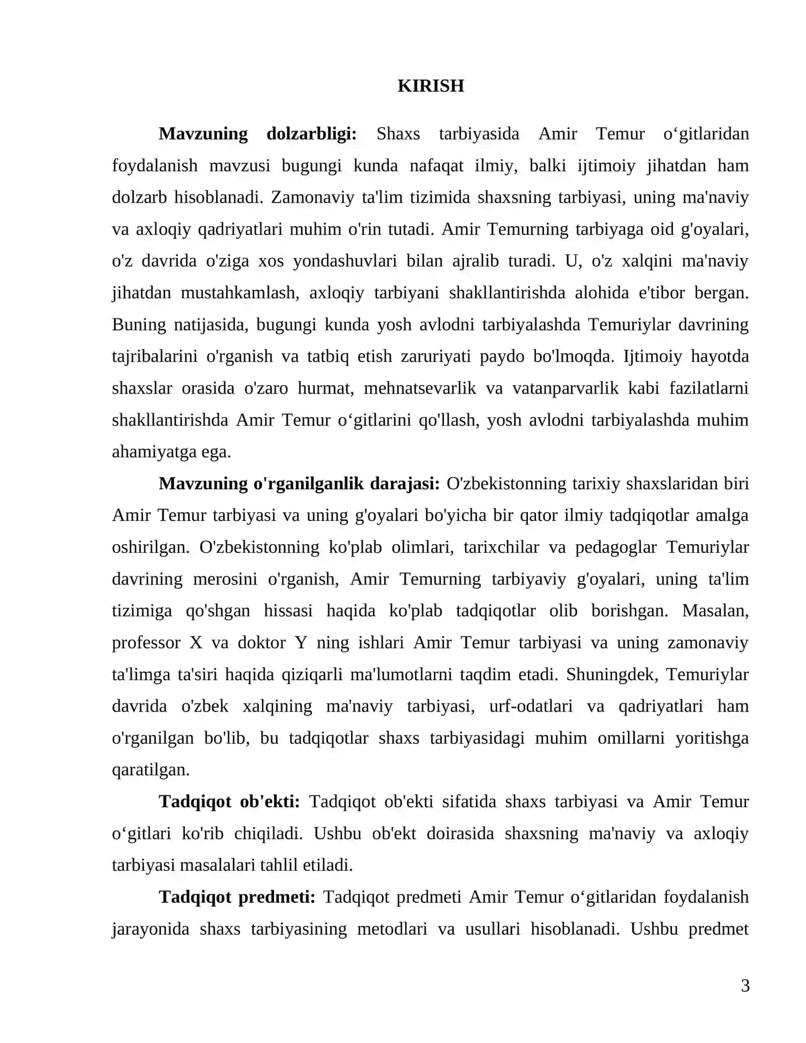 Shaxs tarbiyasida Amir Temur oʻgitlaridan foydalanish 3